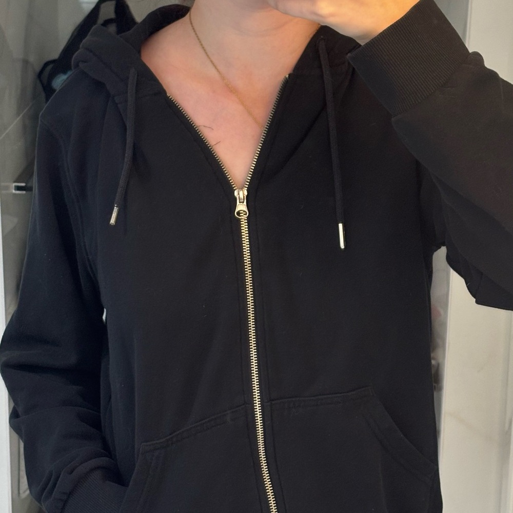 H&M Black Zip-Up Hoodie with Metal Zipper